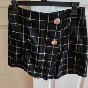 Zara Black and Gold Plaid Skort
